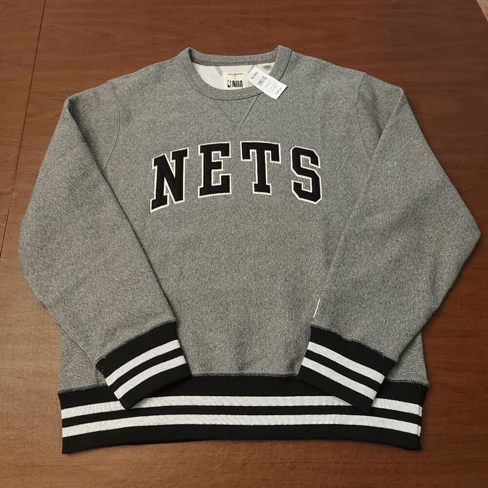 Todd Snyder X NBA Brooklyn Nets Crewneck Sweatshirt Salt Pepper Men's Size L